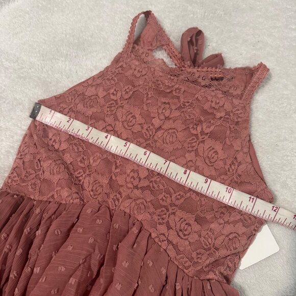 Joyfolie Oliviah Ashe Rose Dress W/ Lace & Polka Dots Handkerchief Hem Sz 7 - Picture 7 of 16